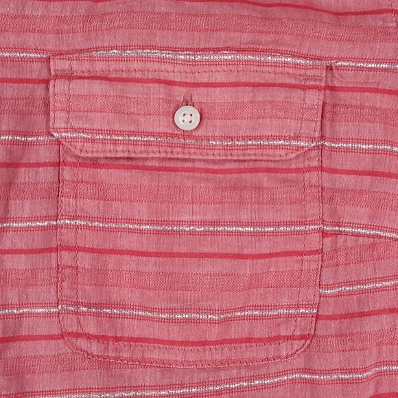 🔺️St. John's Bay Red & Silver Stripe Buttoned Long Sleeve Shirt w/Chest Pockets - Picture 6 of 11
